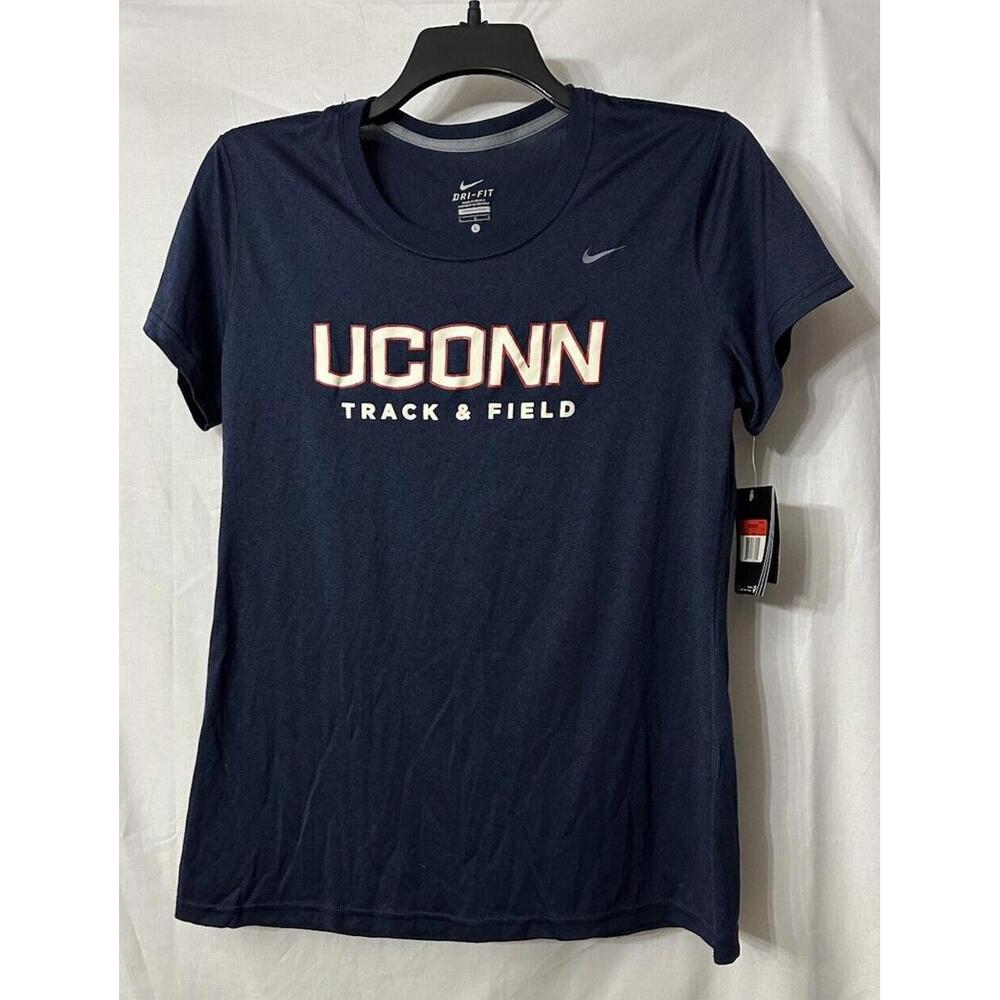 NWT Nike Dri Fit Womens UCONN Short Sleeve Track‎ & Field Tee Shirt Size Large